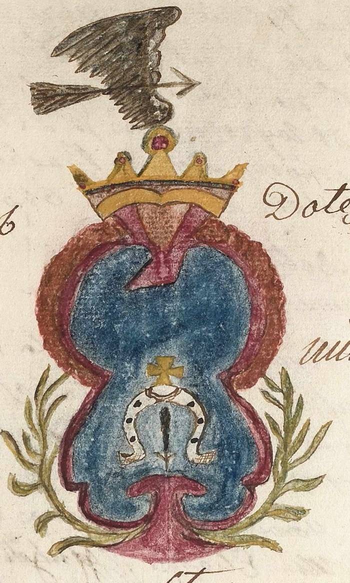 Herb Dołęga — barwny rysunek z rękopisu