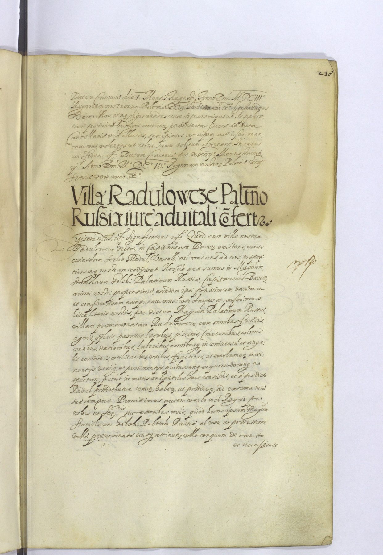 MK 148 k. 476 — nadanie Radułowiec Golskiemu, 1604