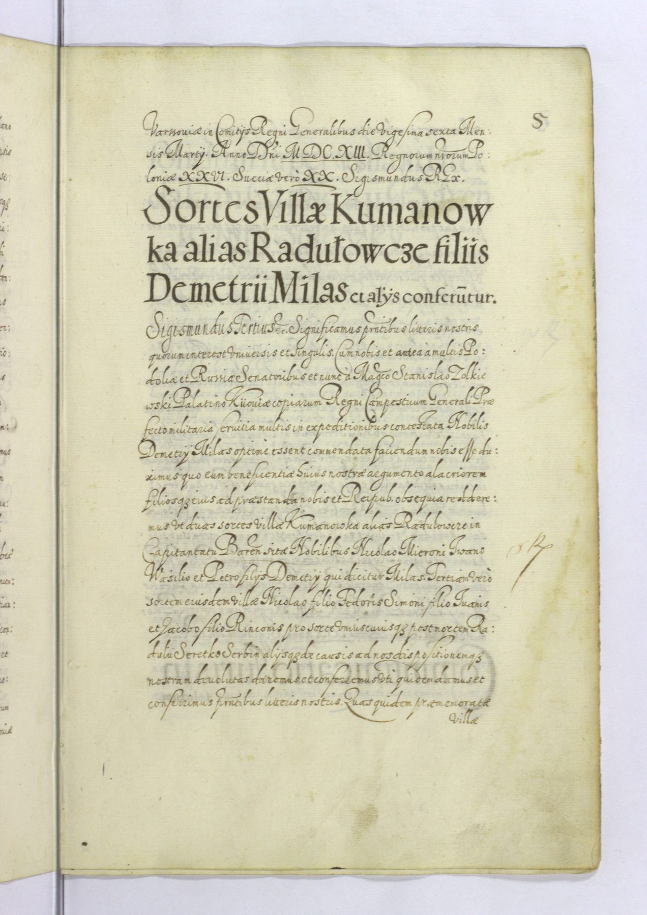 MK 155 k. 14 — podział Kumanówki, 1613