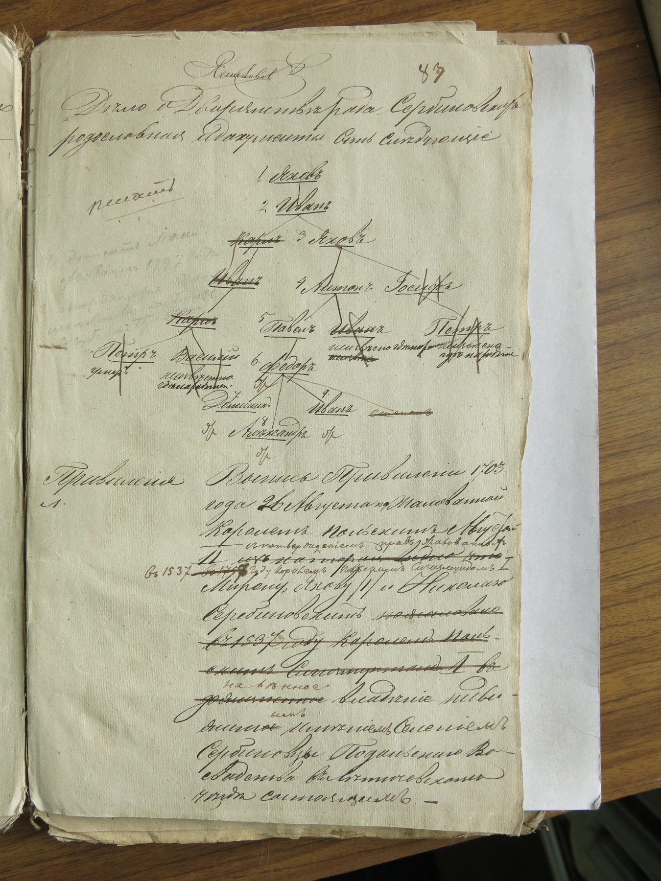 Karta genealogiczna z przywilejem z 1537 r.