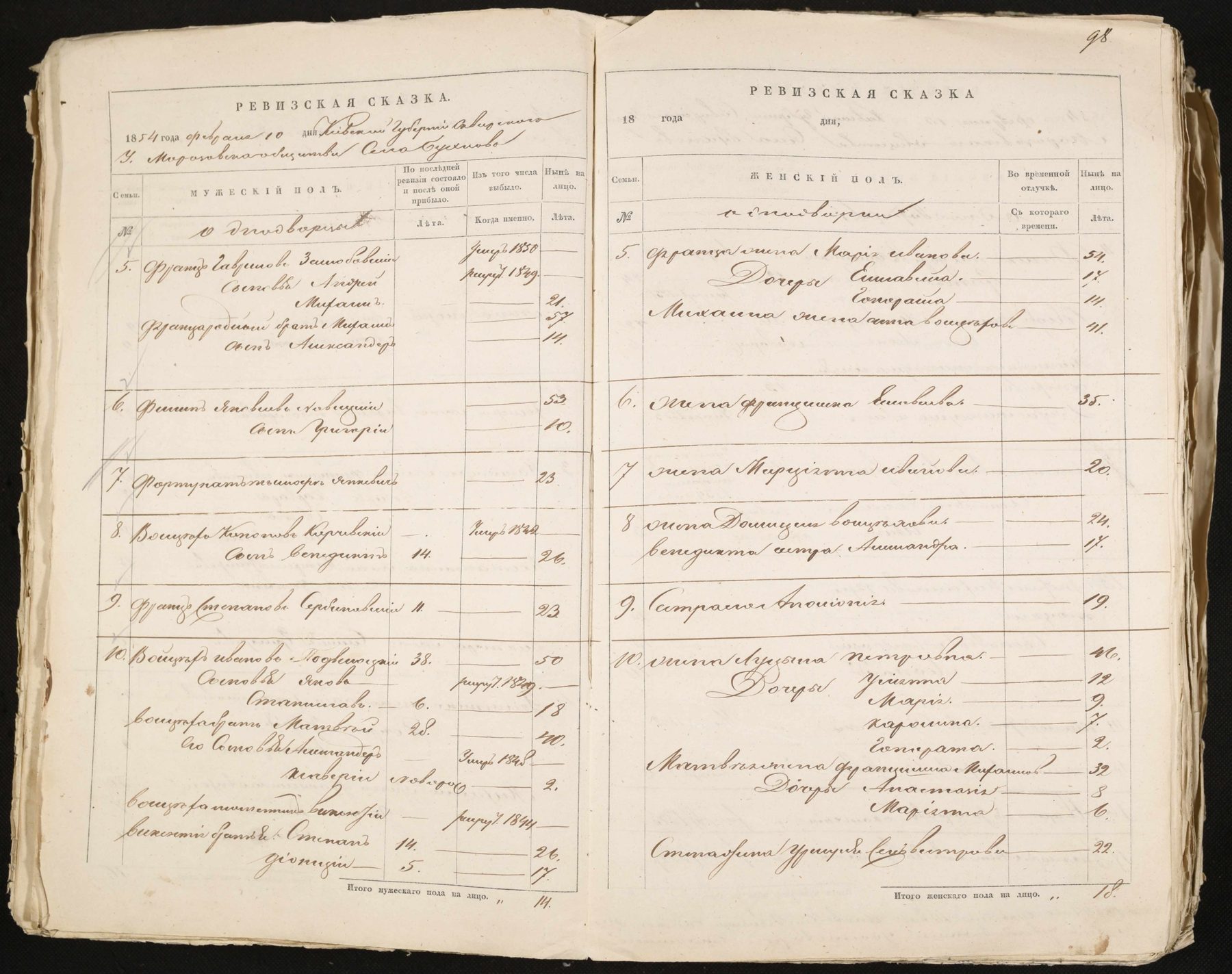 Rewizja jednodworców 1854