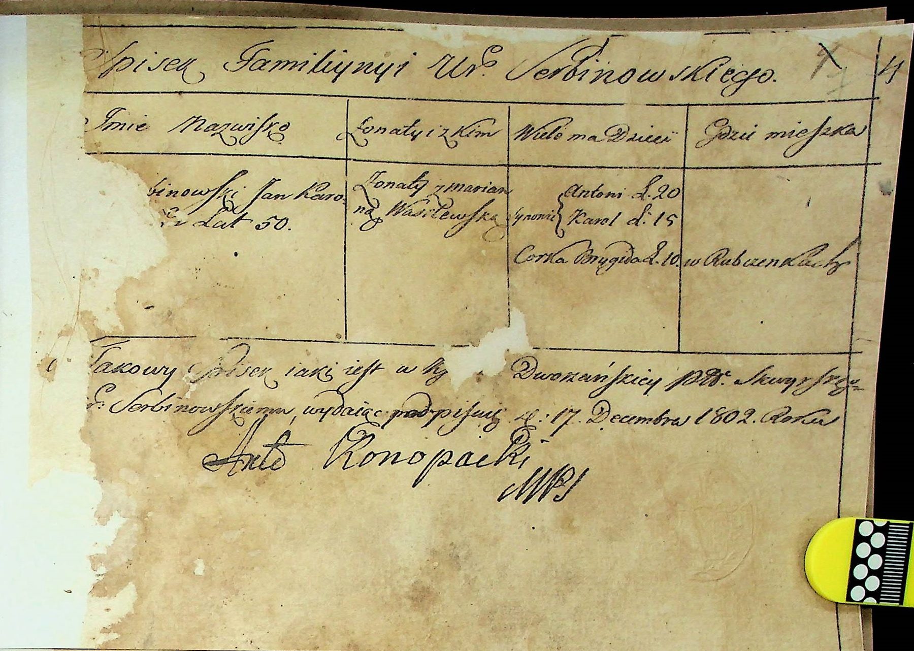 Spisek familijny Jana Serbinowskiego, 1802